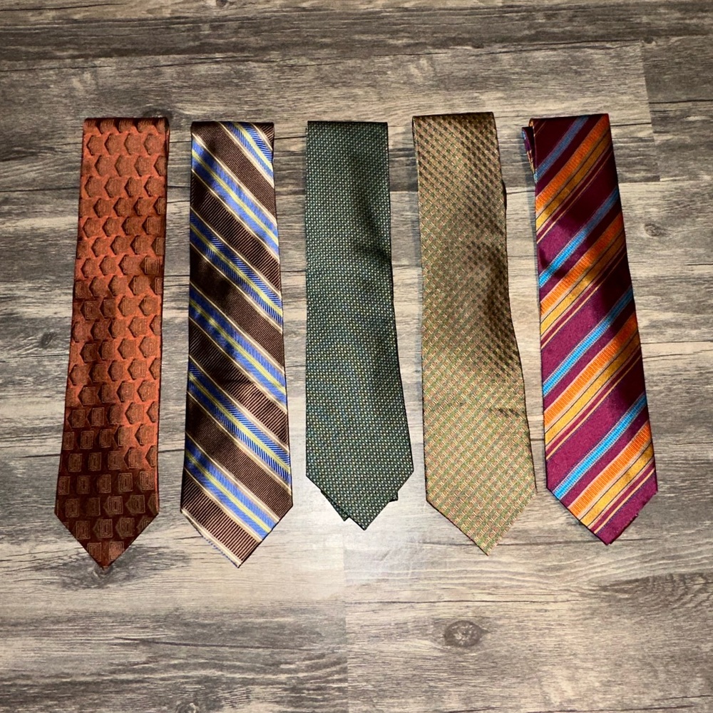 Ferucci Men’s Silk Neckties Lot of 5 | 100% Silk | Handmade | Classic & Bold